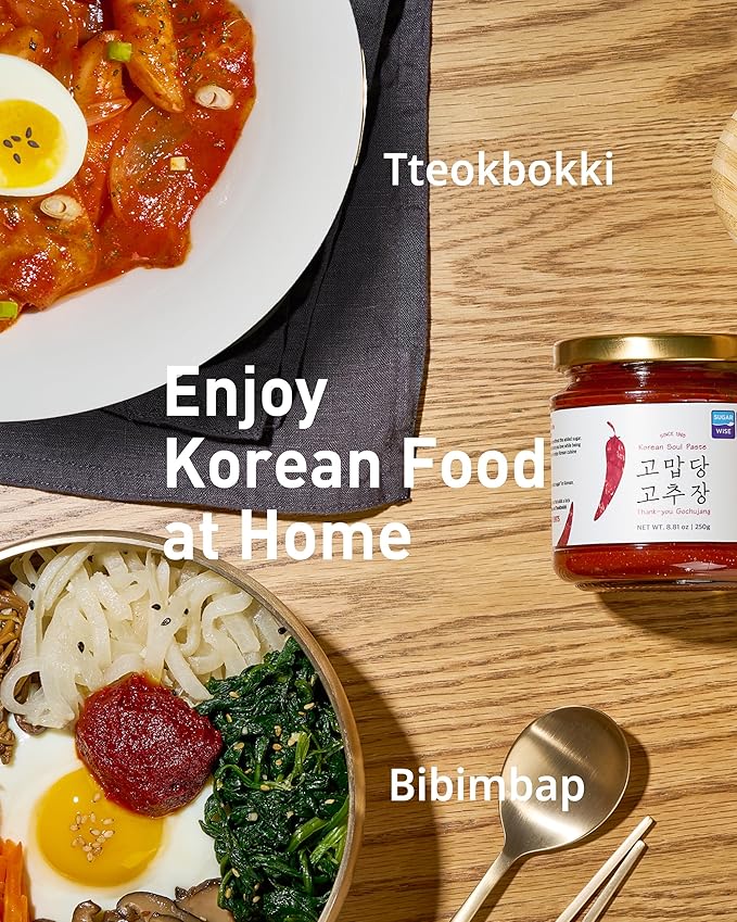 Thank-you Gochujang Sugar-Free, Korean Chili Paste with Allulose - Keto-Friendly, No Wheat Flour, 100% Korean Red Pepper & Korean Sea Salt- Since 1965 Authentic Fermented Sauce for Bibimbap, Tteokbokki & K-BBQ, 8.81oz