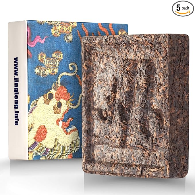 Jinglong Tea Factory - Puerh Tea Brick No19 - Premium Ripe Pu-erh Tea (3.6 Ounce/100g)