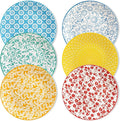 vancasso Ceramic Dinner Plates Set of 6, Large Vintage Plates 10.25 Inch Set of 6 for Kitchen, Porcelain Colorful Plates for Kitchen, Microwave Oven Dishwasher Safe, Vintage Gift, Pastel