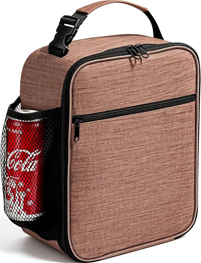ZM-YOUTOO Lunch Box for Men - Reusable Lunch Bag Men Adult Women- Insulated Small LunchBox (Light Brown)