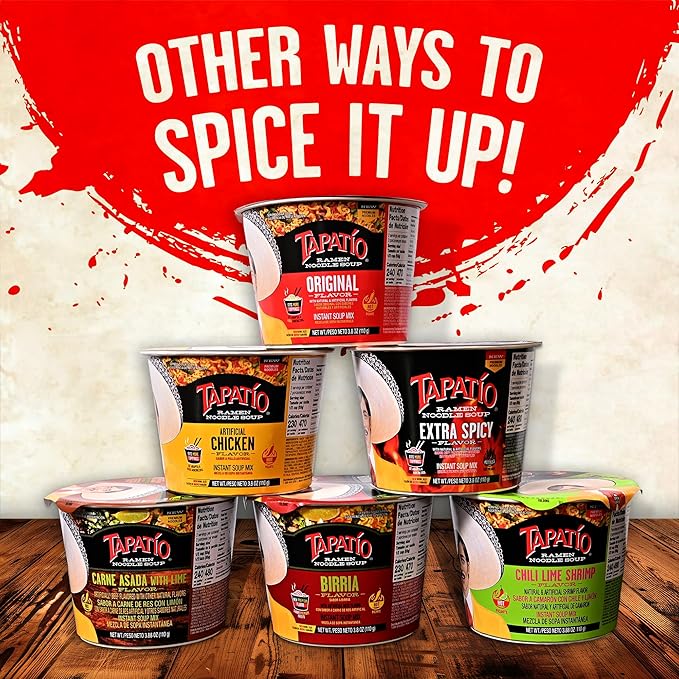 Tapatío Ramen Noodle Soup, Extra Spicy - Microwaveable Big Bowl, 3.88 oz. (110g), 6-Pack