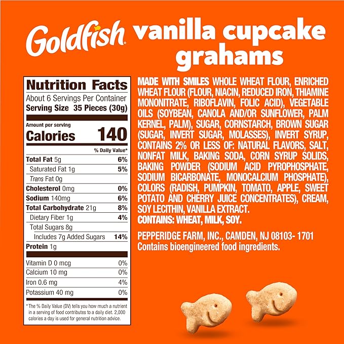 Pepperidge Farm Goldfish Grahams Vanilla Cupcake Baked Grahams, 6.6 Oz Bag (Pack of 2)