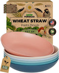 Grow Forward Premium Wheat Straw Pasta Bowls - 30oz Unbreakable Wide & Shallow Dinner Plate Bowls Set of 6 - Microwave Safe Reusable Plastic Pasta Bowls for Kids, Adults, Salad, Camping, RV - Tropical