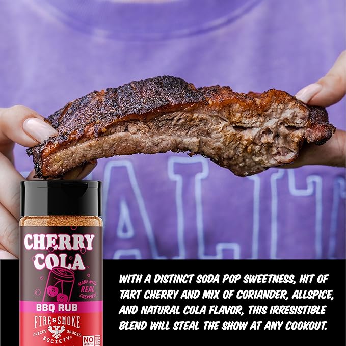 Fire & Smoke Society Cherry Cola Dry Rub | 6.7 oz | BBQ Seasoning for Smoking and Grilling Meat | Rib Rub, Brisket Seasoning, Pulled Pork Rubs and Spices