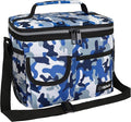 opux Insulated Lunch Box for Men Women Kids, Leakproof Reusable Lunch Bag Cooler for Work School Office, Soft Thermal Lunchbox Tote with Shoulder Strap for Boys Girls Adults, Camo Blue, 14 Can/8L