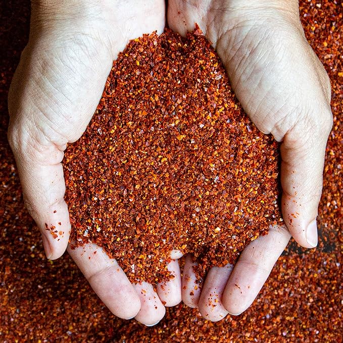 Mother-In-Law’s Gochugaru Authentic Korean Chile Flakes, made from Premium Hot Peppers, Medium Heat, Use for Kimchi, Spicy Dishes, Bulk 8oz Bag