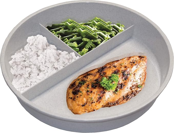Rehabilitation Advantage High Sided Partitioned Dish with Lid, Gray (Pack of 4)