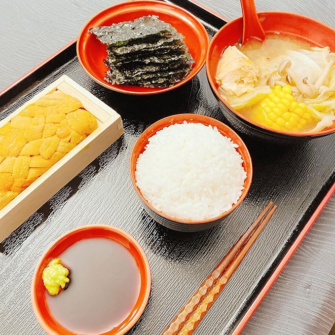 JapanBargain, 24x Plastic Melamine Soy Sauce Dishes Dipping Bowls Snack Side Dish Bowl Seasoning Dishes, 3.75 inch, Black and Red