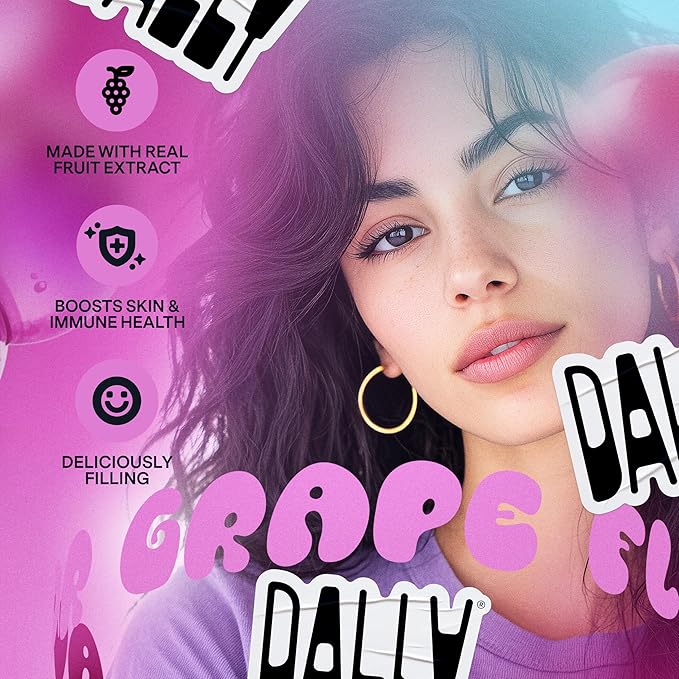 Dally Grape Drinkable Konjac Jelly 10 Pouches | Healthy 10-Calorie, Keto, Gluten Free, Sugar Free Korean Fruit Snack | Prebiotics & Postbiotics for Skin, Immune & Weight Management