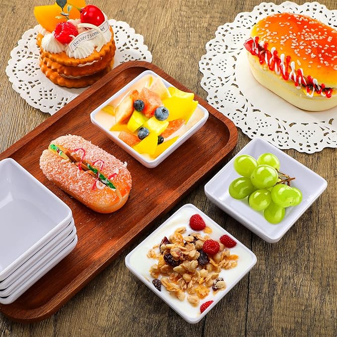 Zubebe 50 Pcs Soy Sauce Dish Melamine Dipping Bowls Bulk 3 oz White Dipping Bowls Small Soy Sauce Dishes Condiment Seasoning Bowl Cups for Side Dish, Sushi, BBQ Chip and Dip Serving Bowl Set