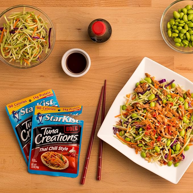StarKist Tuna Creations BOLD Thai Chili Style Pouch (2.6 oz - 24 Pack) Wild Caught, High Protein Shelf Stable Seafood, Gluten Free, Soy Free, No Draining, Ready to Eat for Salads and Sandwiches