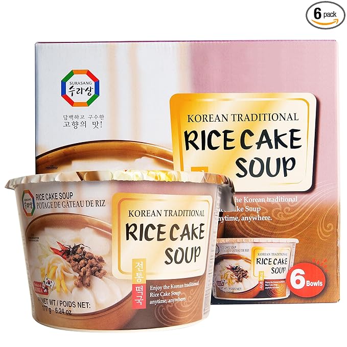 Surasang Tteokguk, Korean Rice Cake Soup, Simple and Nourishing New Year's Soup 6.3 Ounce, Pack of 6