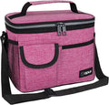 opux Insulated Lunch Box for Men Women Kids, Leakproof Reusable Lunch Bag Cooler for Work School Office, Soft Thermal Lunchbox Tote with Shoulder Strap for Boys Girls Adults, Heather Pink, 14 Can/8L