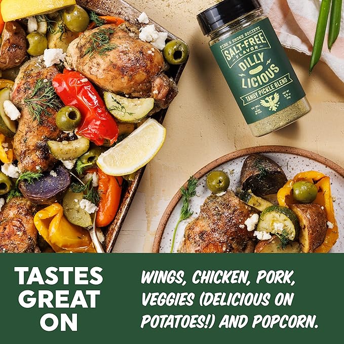 Fire & Smoke Society Salt-Free Dilly Licious Seasoning Blend | All Purpose Seasoning | Chicken, Fish, Potatoes, Veggies | Garlic, Onion, Dill | M 3.9 oz