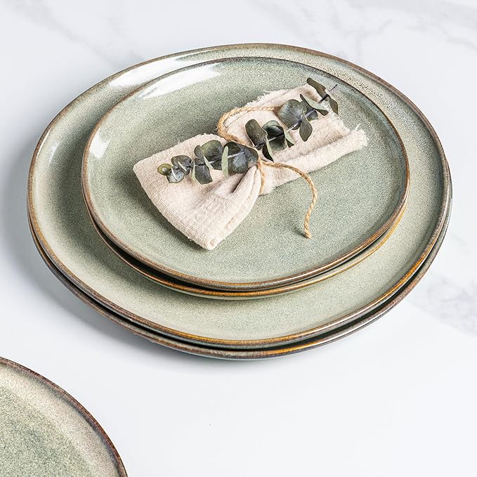 AmorArc Ceramic Plates Set of 6,8.5 Inch Handmade Reactive Glaze Stoneware Plates set for Dessert,Salad,Appetizer,Small Dinner Plates,Microwave & Dishwasher Safe,Scratch Resistant