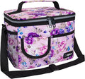 opux Insulated Lunch Box for Men Women Kids, Leakproof Reusable Lunch Bag Cooler for Work School Office, Soft Thermal Lunchbox Tote Shoulder Strap for Boys Girls Adults, Floral Purple, 14 Can/8L