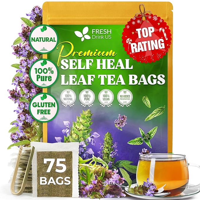 FreshDrinkUS, Premium Self Heal Leaves Tea | 75 Tea Bags | Premium Dried Self Heal Herb for Herbal Tea – Naturally Caffeine-Free, Clean & Convenient Tea Bags. Sugar-Free. Vegan