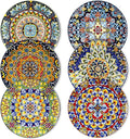 vancasso Salad Plates Set of 6-8.5 Inch Ceramic Dessert Plate, Small Dinner Plate Set, Microwave, Oven and Dishwasher Safe, Colorful Bohemian Style Dishes for Kitchen