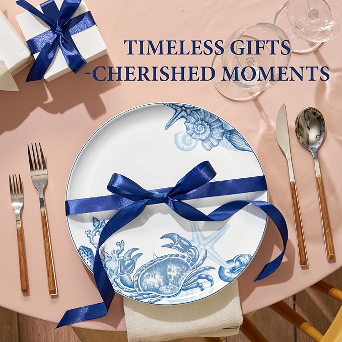 Minh Long 10.7 IN Porcelain Dinner Plates, Set of 6, Chip & Scratch Resistant, Oven Safe up to 482°F, Microwave & Dishwasher Safe, Ceramic Dinner Plates, Ideal size for Serving Steak or Main Course