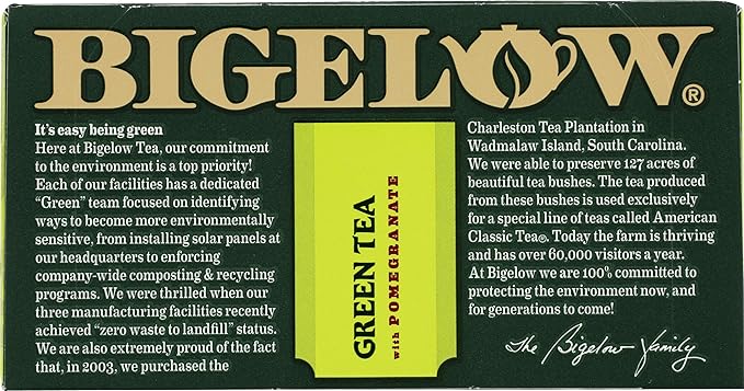 Bigelow Tea Green with Pomegranate 20 Bags (Pack of 3)