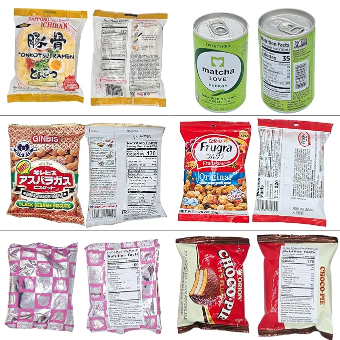 Premium Asian Snack Collection – Japanese & Korean Gift Set – Includes Ramen, Soft Cakes, Savory Chips & Matcha Energy Drink – Large Variety Box