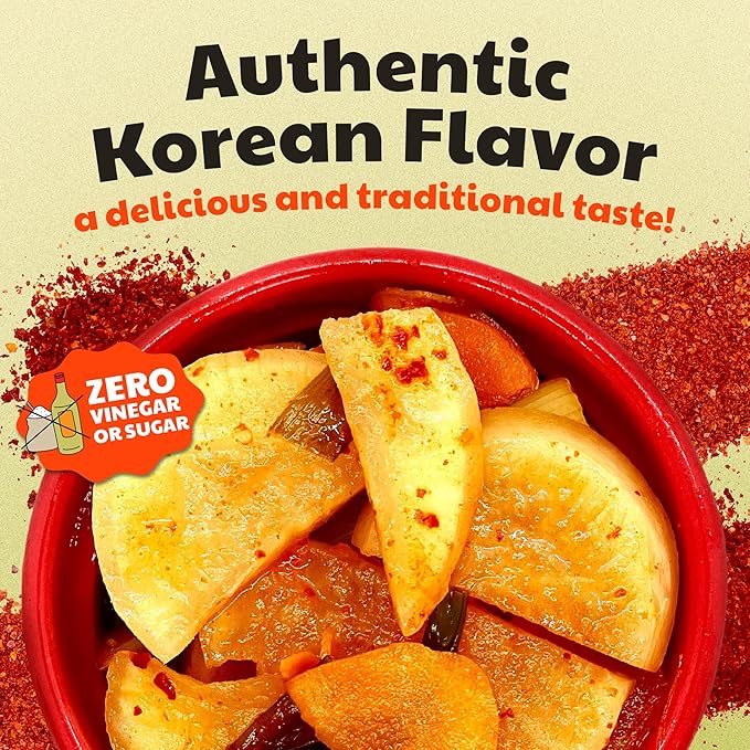 Olive My Pickle Fermented Kimchi - 16 Ounces | 1-Pack Bundle of Probiotic Daikon Radish Kimchi | Fresh & Flavorful Korean Food with Natural Probiotics for Gut Health - Perfect for Ramen & Spicy Noodles