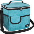 opux Insulated Lunch Box for Men Women Kids, Leakproof Reusable Lunch Bag Cooler for Work School Office, Soft Thermal Lunchbox Tote Shoulder Strap for Boys Girls Adults, Heather Sea Blue, 18 Can/10L