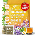 FreshDrinkUS, Premium 135 Chamomile Lavender Tea Bags, 100% Natural Herbal Ingredients, Hand-made Blend of Chamomile Lavender Flowers, Eco-conscious Tea Bags. No Sugar, No Caffeine, No Gluten, Vegan