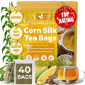FreshDrinkUS, Premium 40 Tea Bags Corn Silk Tea, 100% Natural & Pure from Corn Silk. Corn Silk Herbal Tea. Clean Ingredients. Made with Natural Material Tea Bags. No Sugar, No Caffeine, Vegan.