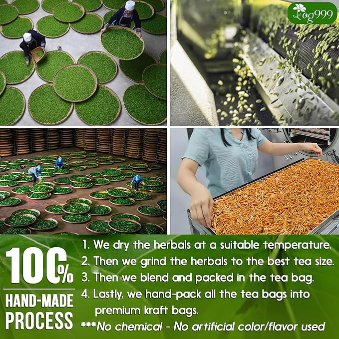 TOG999, 60 Tea Bags, Blend of Senna Leaves - Peppermint - Licorice - Fennel, 100% Natural Ingrendients, Hand-made Herbal Tea, Relieves Constipation Naturally Tea, No Sugar, No Caffeine, No Gluten, Vegan.