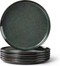 Herogo Ceramic 10.43 Inch Dinner Plates Set of 6, Stoneware Dinner Plate Set, Double Reactive Glaze Large Dinnerware Plates for Kitchen, Microwave, Oven & Dishwasher Safe, Dark Green
