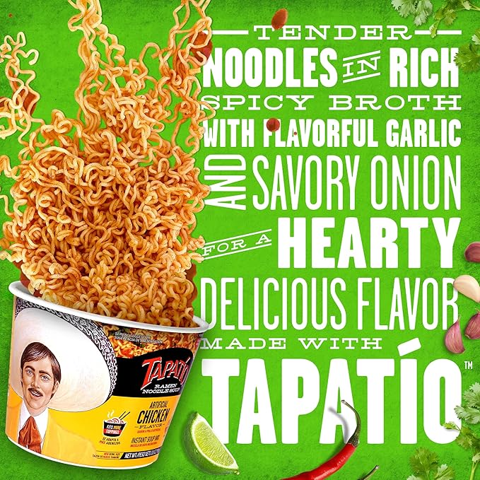 Tapatío Ramen Noodle Soup, Chicken Flavored - Microwaveable Big Bowl, 3.88 oz. (110g), 6-Pack