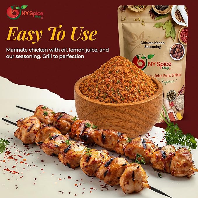 Ny Spice Shop Chicken Kabob Seasoning - 6 Ounce For Mediterranean Seasoning for Cooking and Culinary - Fine Spiced Mix for Grilled Chicken Rice Bowls, Roasted Vegetables & Savory Recipes