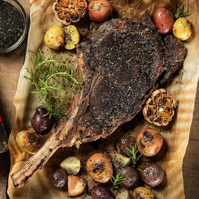 Fire & Smoke Society Black & Tan Steak Seasoning | BBQ Rubs, Steak Rub for Smoking and Grilling Meat | Steaks, Brisket, Burgers Dry BBQ Rubs and Spices | Medium 7 oz
