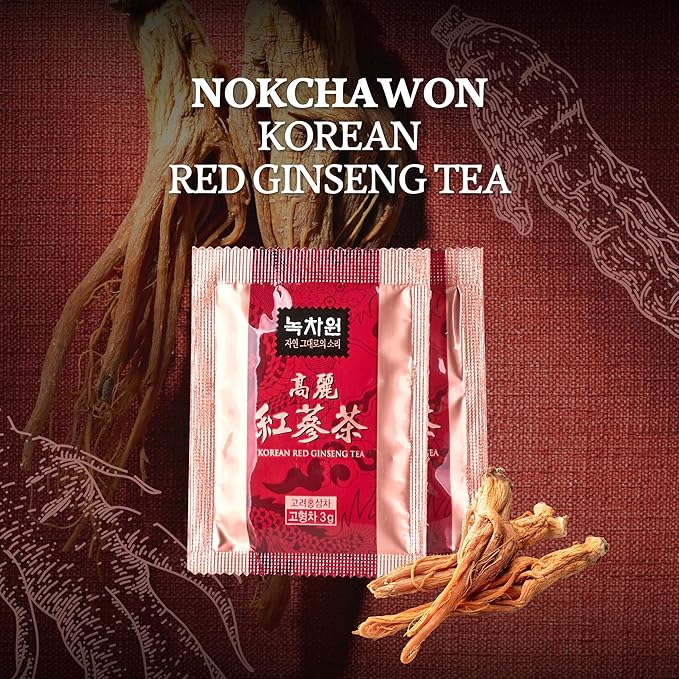 [Nokchawon] Korean Red Ginseng Tea Granules - 50 Sachets of Premium Panax Root Extract - Caffeine Free Energy and Immunity Support - Instant Herbal Drink for Daily Vitality