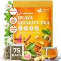 FreshDrinkUS, Premium Guava Vitality Tea | 75 Tea Bags | Guava Leaves, Cinnamon Stick & Ginger Herbal Tea – Caffeine Free Botanical Infusion – Warm & Aromatic Daily Tea – 100% Natural Ingredients