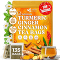 FreshDrinkUS, Premium Turmeric Ginger Cinnamon Tea Bags | 135 Tea Bags | Herbal Spice Tea Blend, Naturally Caffeine Free, Warm & Aromatic Flavor, 100% Natural Ingredients, Convenient Tea Bags