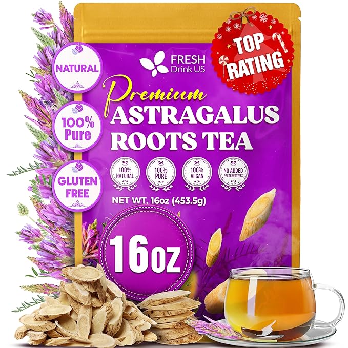 FreshDrinkUS, Premium 16oz Dried Astragalus Root Slices – 100% Natural Astragalus Root for Herbal Tea & Traditional Beverages – Natural, Clean Cut, No Additives. No Preservatives. Vegan