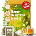 FreshDrinkUS, Premium Happy Belly Tea | 135 Tea Bags | Herbal Tea Blend with Soursop Leaves, Ginger, Fennel Seed, Lemon Balm, Cinnamon, Papaya Leaves & Rose Hip – Naturally Caffeine Free. Sugar Free