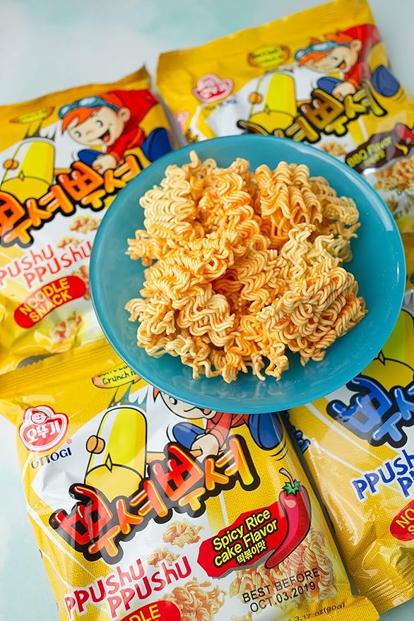 OTOKI Ppushu Ppushu Noodle Snack Bulgogi Flavor, Korean Ramen Snack, Crush to Eat, 90g, 24 Pack