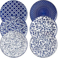 vancasso Ceramic Dinner Plates Set of 6, Large Vintage Plates 10.25 Inch Set of 6 for Kitchen, Porcelain Blue and White Plates for Kitchen, Microwave Oven Dishwasher Safe, Vintage Gift, Blue