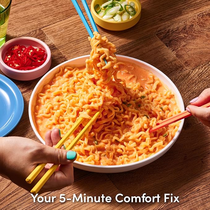 Cheesy Stir-Fry Ramen (Bowl) – Spicy Chili & Cheddar Flavor | Bold, Creamy & Cheesy Korean Instant Noodles | 3.88 oz (Pack of 6)