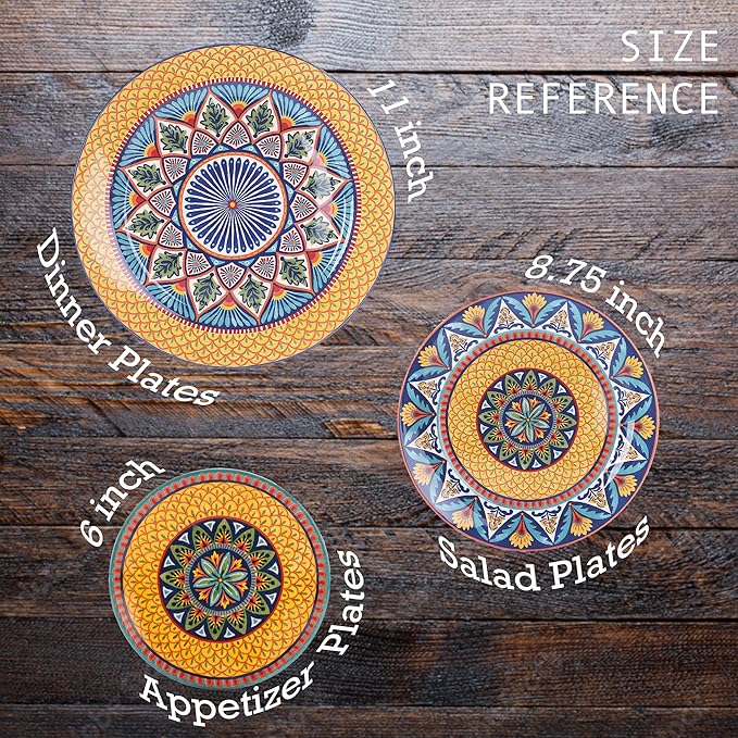 Bico Havana Dinner Plates Set of 4, 11 Inch Large Ceramic Plates for Pasta, Steak, Stylish Serving Dishes, Microwave and Dishwasher Safe, Gift for Housewarming and Thanksgiving