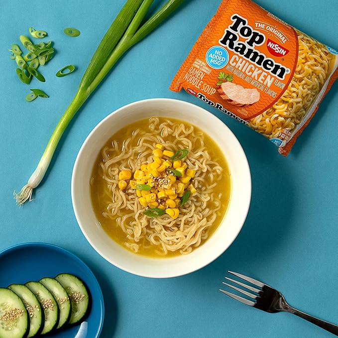 Nissin Top Ramen Bowl Ramen Noodle Soup,Chicken,3.42 Ounce,(Pack of 12)