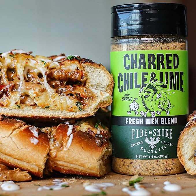 Fire & Smoke Society Charred Chile & Lime Mexican Seasoning | Jalapeno Peppers, Garlic, Salt and Lime | Grilled Chicken, Fish, Flank Steak, Shrimp, Potatoes, Avocados | M 6.8 oz
