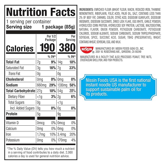 Nissin Top Ramen Noodle Soup, Beef, 3 Ounce (Pack of 48)