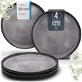 PURE LIVING INTERIOR DESIGN 4 Pcs Stoneware Dinner Plates Set - 10.2" Large Dinner Plates, Dishwasher & Microwave Safe, Scratch Resistant Stylish Plates Set of 4, Dark Gray