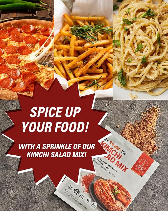 YORIT Kimchi Salad Seasoning Mix - korean inspired spice mix, NO MSG, Natural Gochugaru Seasoning Powder, Chemical Additive-Free, Quick & Easy cooking Kimchi in 30 Seconds (4 Pack) 요릿 김치믹스 겉절이분말