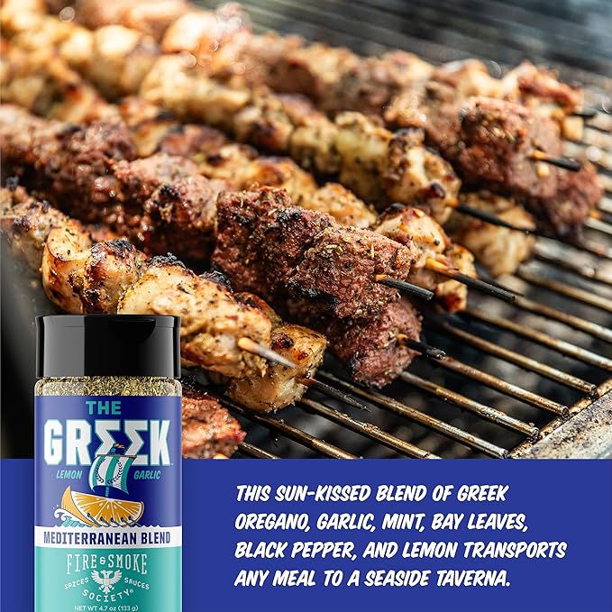 Fire & Smoke Society The Greek Seasoning Blend | M 4.7 oz | Mediterranean Seasoning Mix & Flavors for Fish, Shrimp, Lamb, Pork