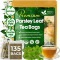 Premium 135 Parsley Leaf Tea Bags, 100% Natural & Pure from Parsley Leaves. Loose Leaf Parsley Herbal Tea. Parsley Leaf Tea. Made with Natural Material Tea Bags. No Sugar, No Caffeine, No Gluten, Vegan.
